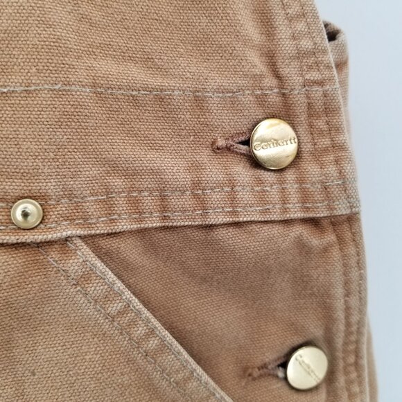 Carhartt USA R01 BRN Duck Bib Overalls Double Knee Unlined 38 x32 Distressed - Picture 9 of 15
